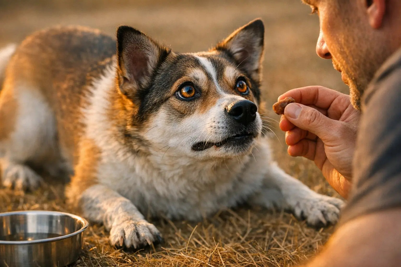Dog stopping on all four paws while running, showing canine movement and biomechanics