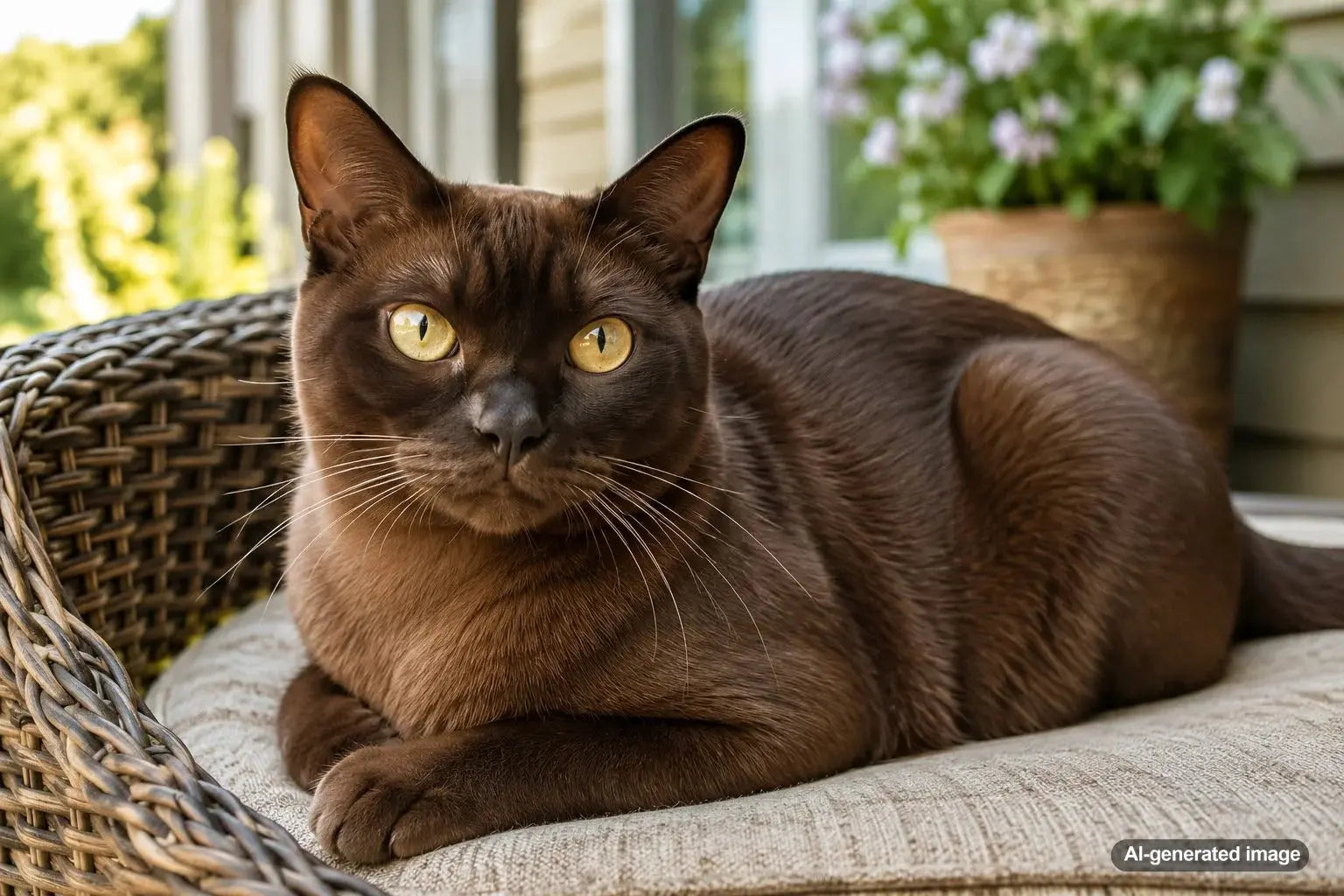 Burmese cat with a silky coat and strong compact build