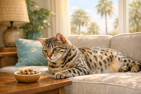 California Spangled Cat Relaxing On Couch