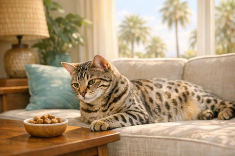 California Spangled Cat Relaxing On Couch