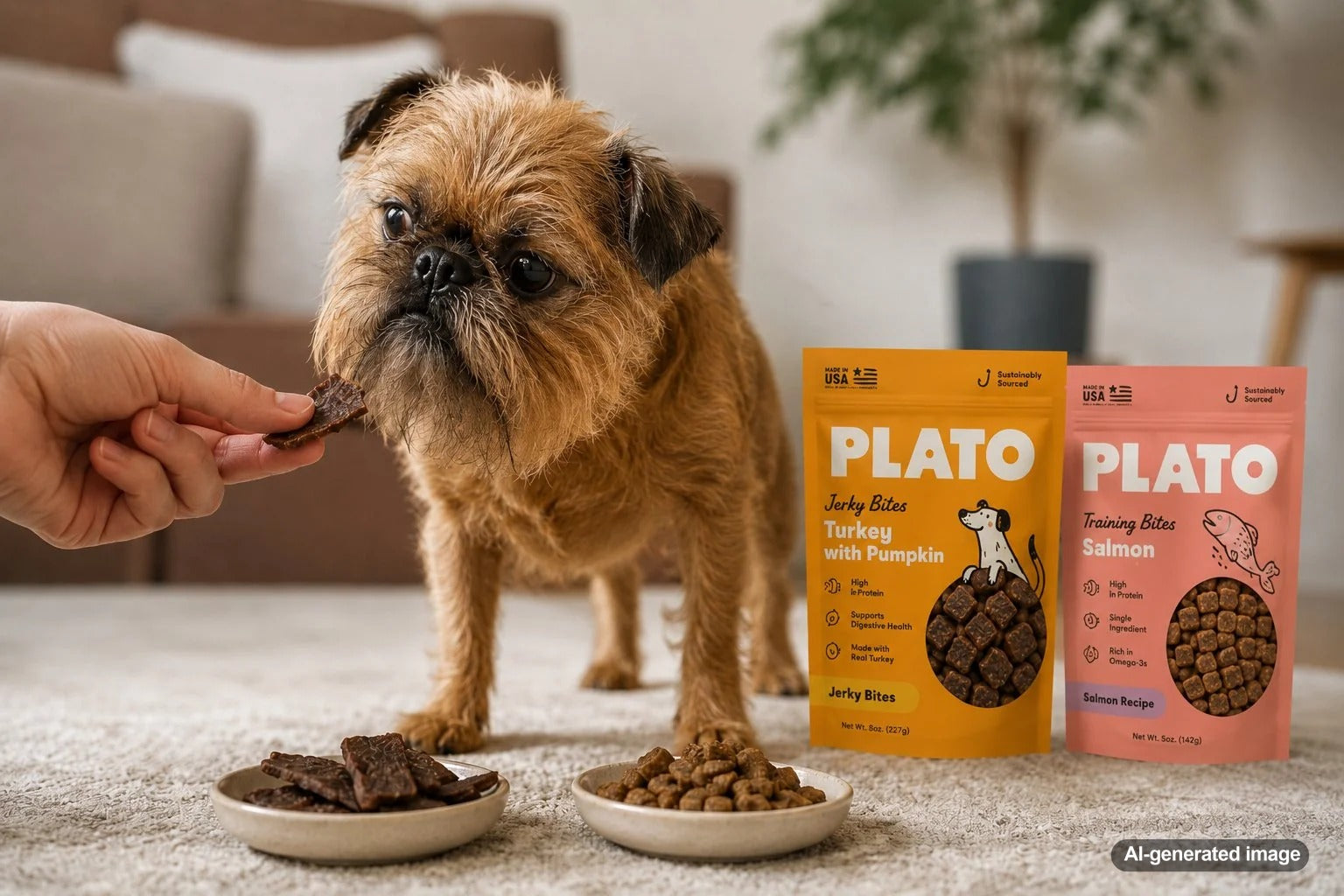 Jerky-style dog treats and crunchy biscuits arranged side by side for comparison