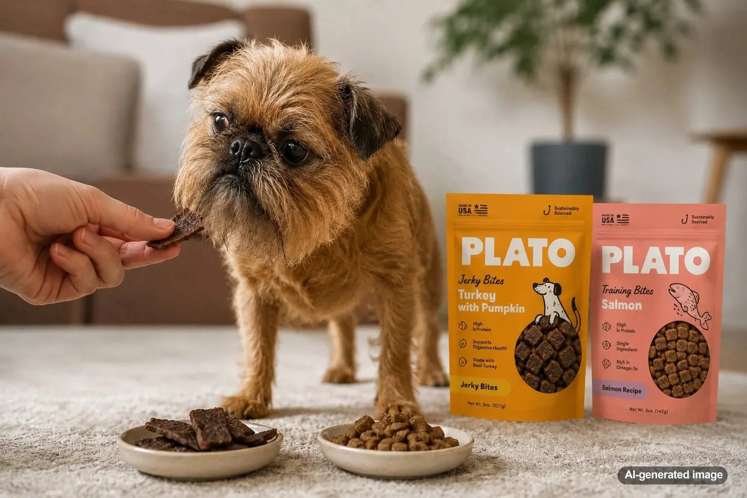 Jerky-style dog treats and crunchy biscuits arranged side by side for comparison