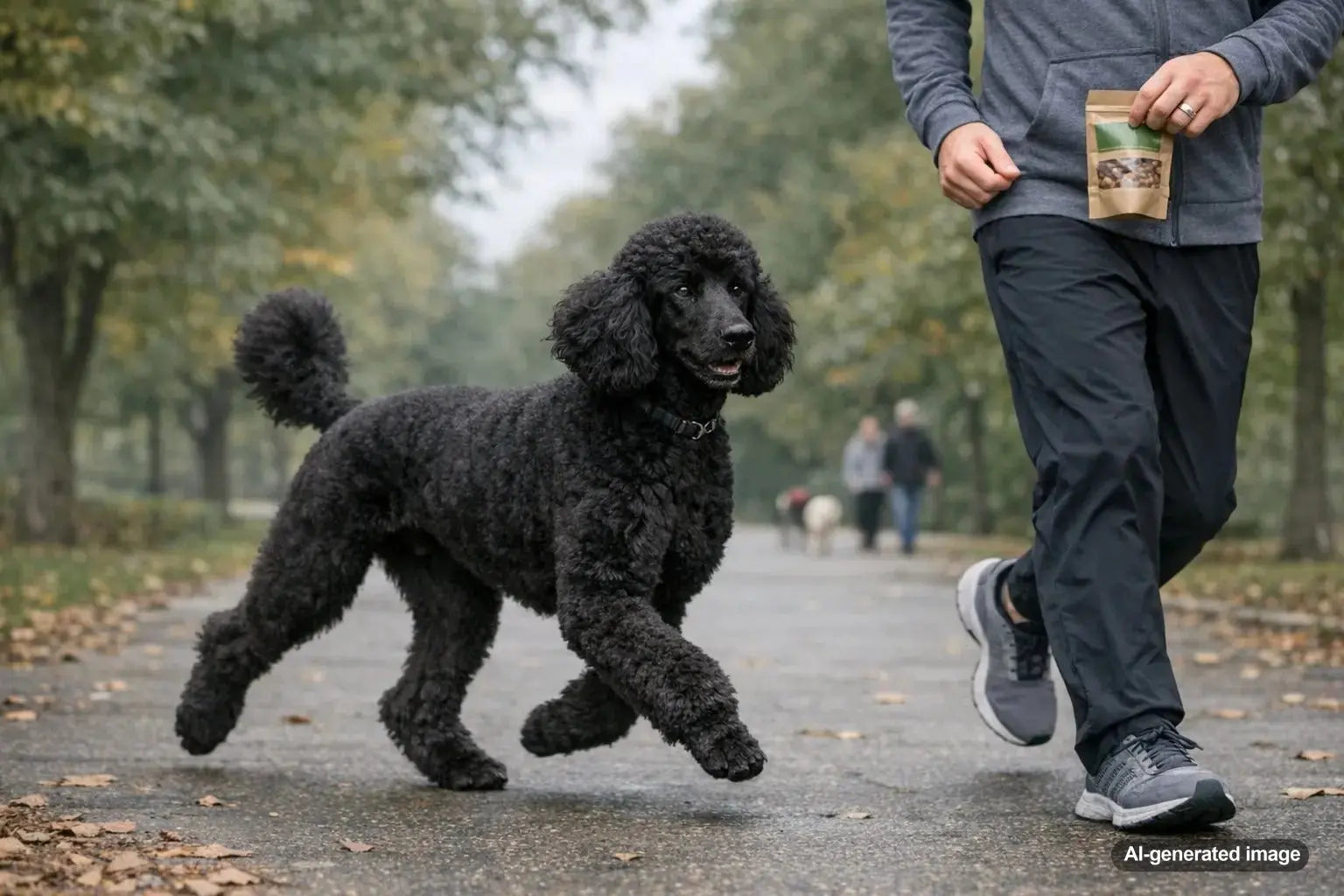 Standard Poodle demonstrating a smooth endurance trot outdoors