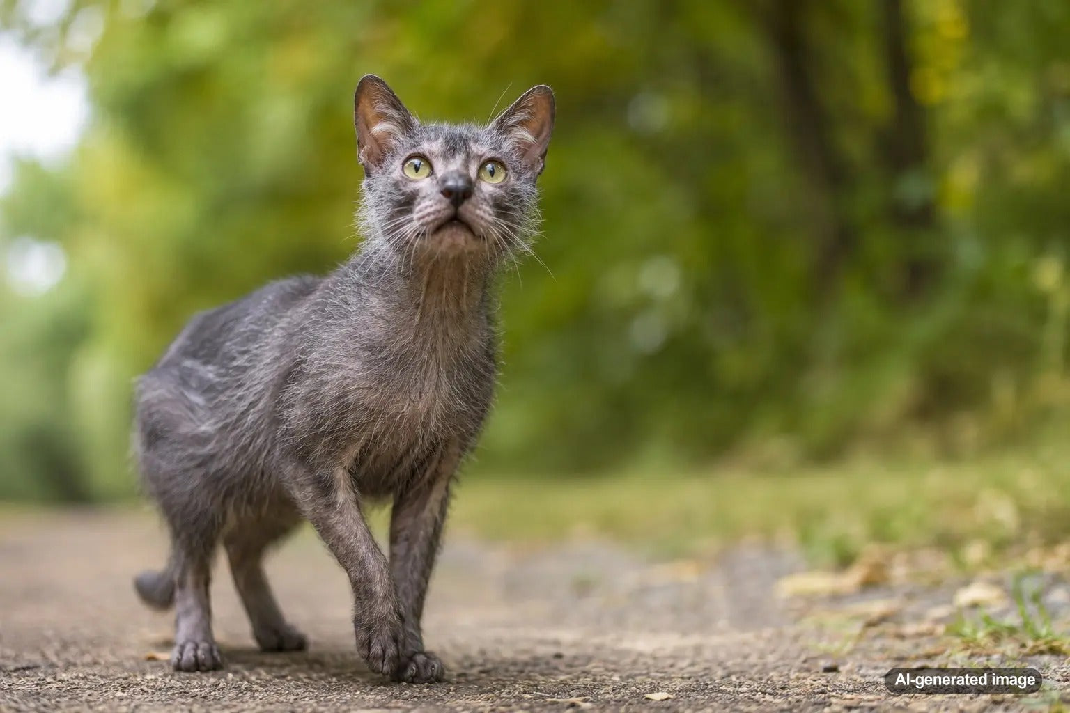 Lykoi cat with sparse roan coat showing the genetic werewolf look