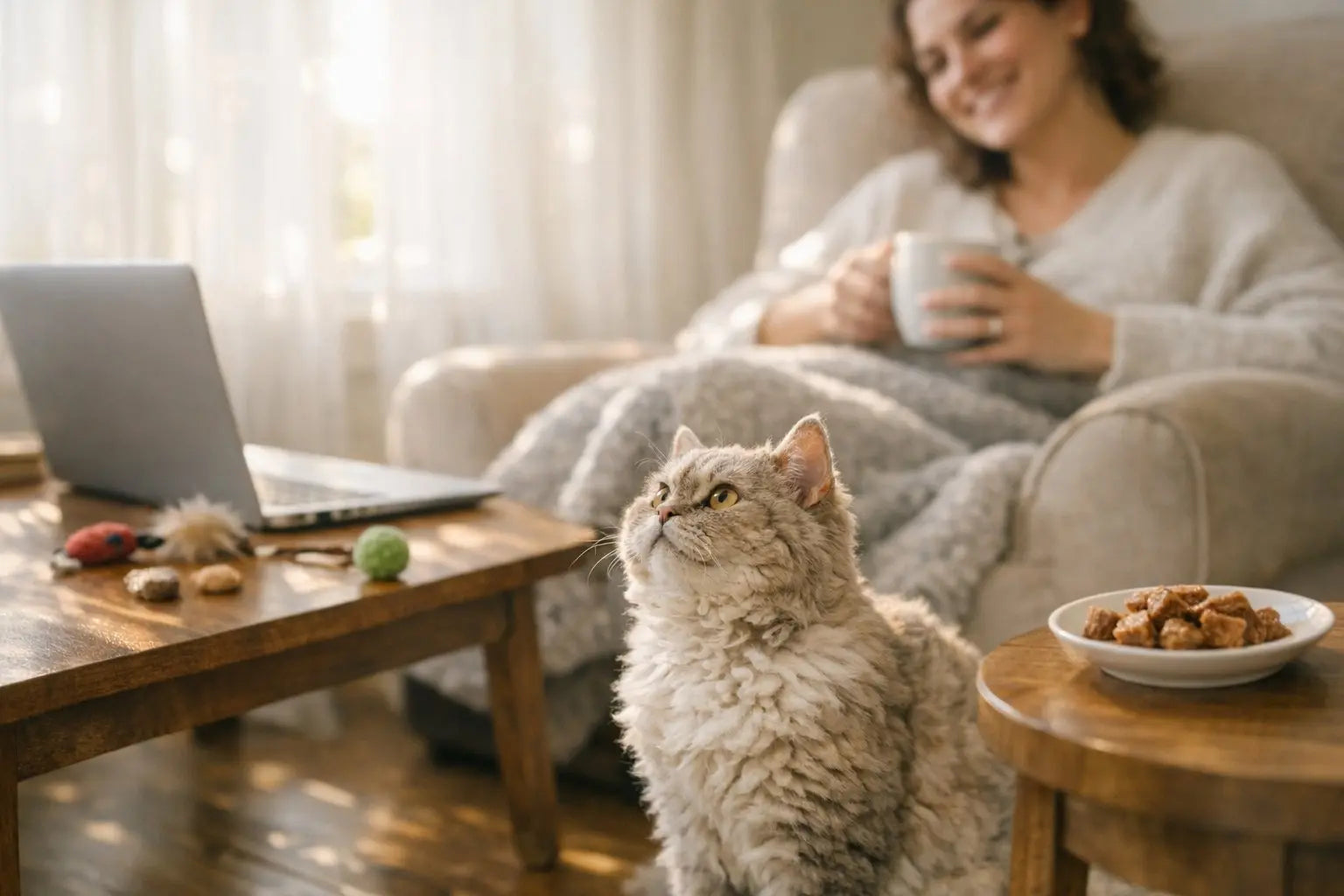 Cat sitting on a lap illustrating feline affection and lap behavior
