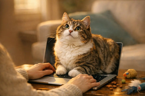 Cat sitting on laptop illustrating why cats sit on the thing you&rsquo;re using