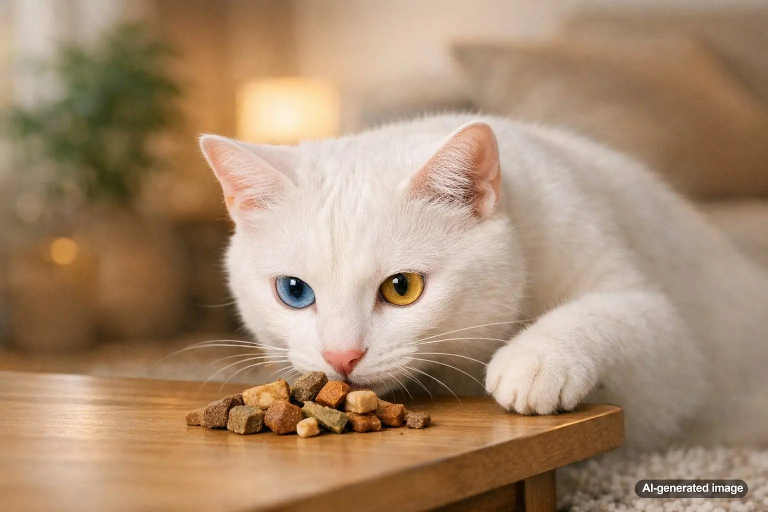 Khao Manee white cat with odd eyes showcasing Thailand's rare White Gem breed