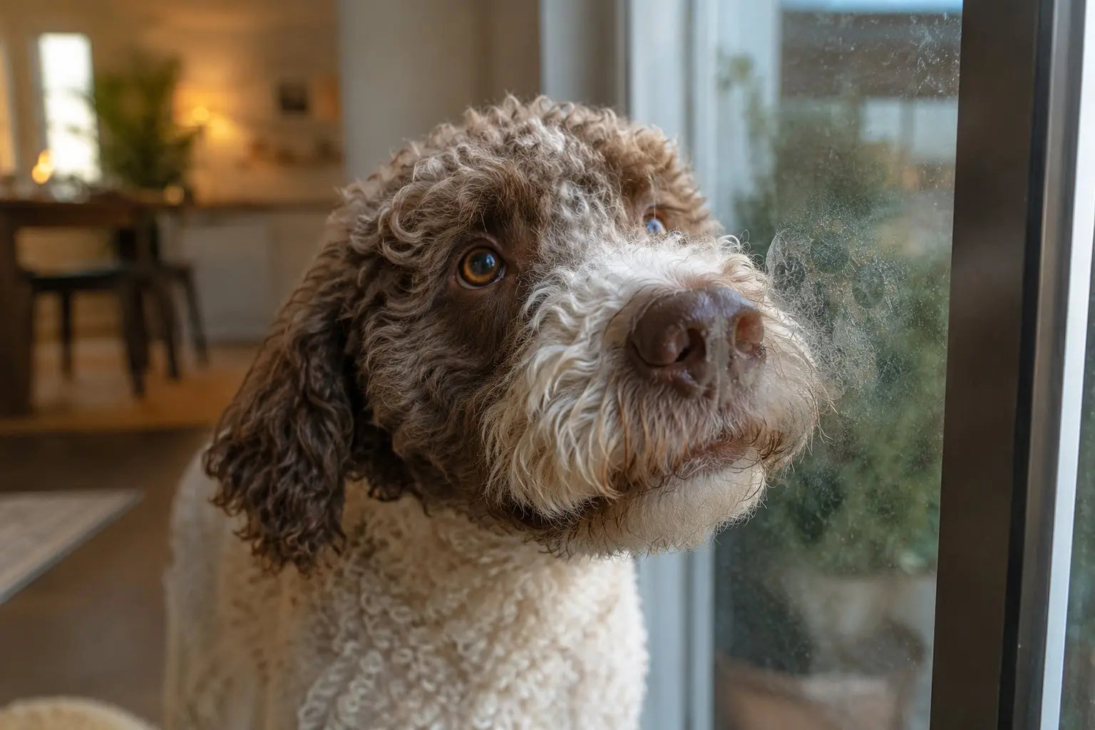Close-up of a dog's cold nose showing the unique nose print pattern
