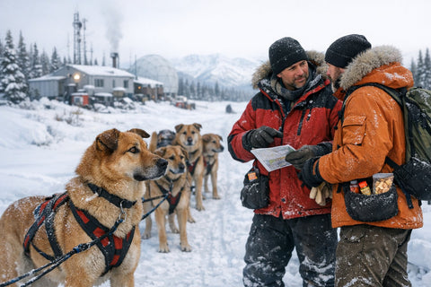 Historic Chinook sled dog showcasing strength and cooperation in snowy terrain
