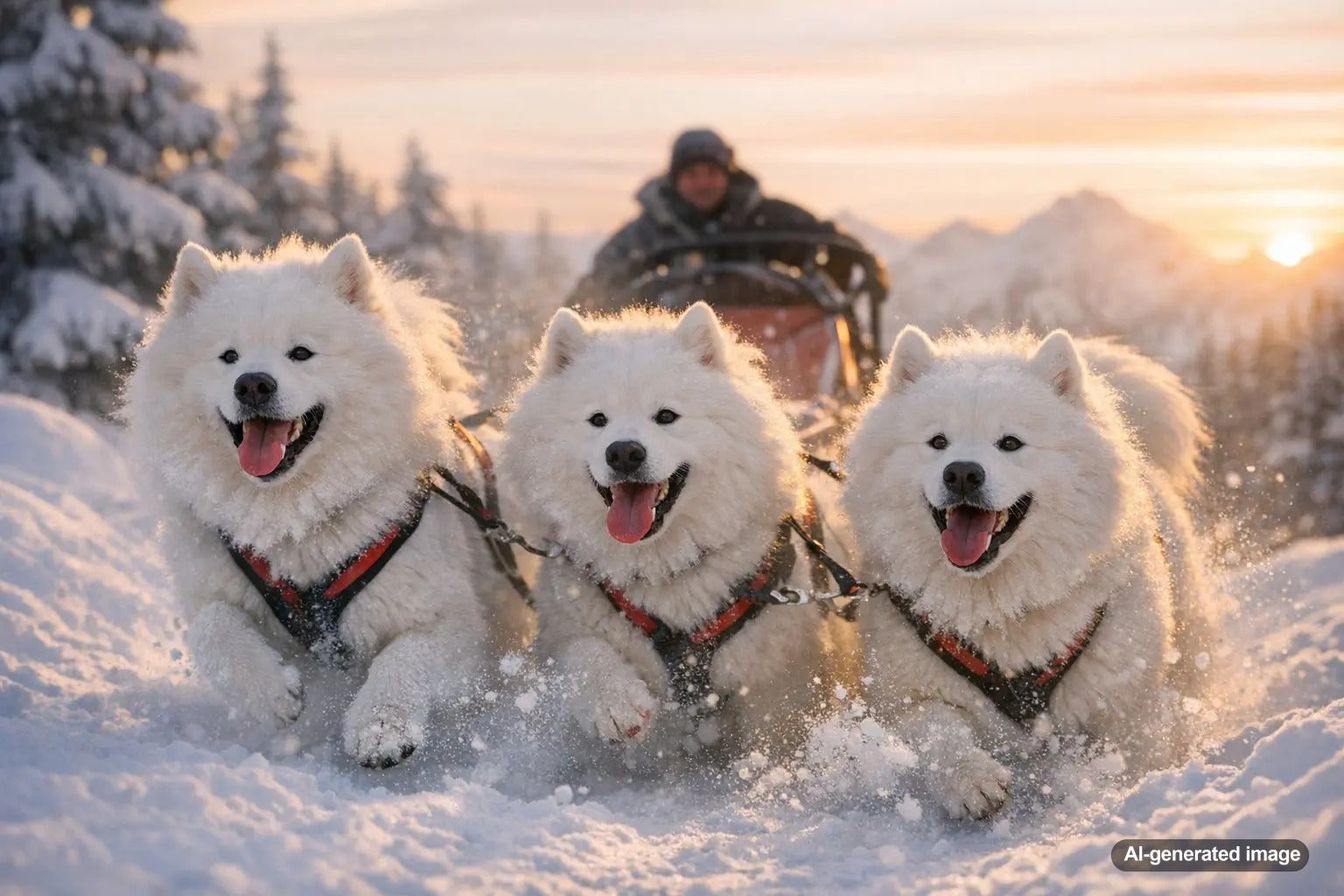 Samoyed sled dog team racing across snowy terrain showcasing historic speed records