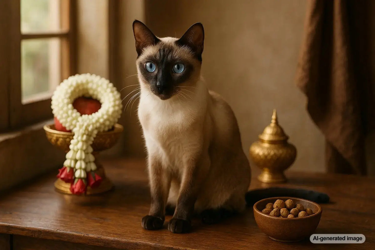 The Thai Cat traditional apple headed Siamese with blue eyes and classic rounded features