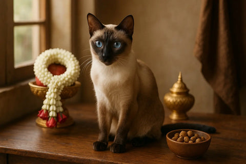 The Thai Cat traditional apple headed Siamese with blue eyes and classic rounded features