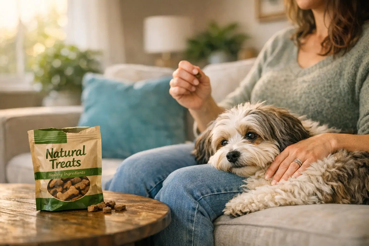 A clingy Havanese dog staying close to its pet parent, illustrating separation anxiety prevention and calm alone-time training