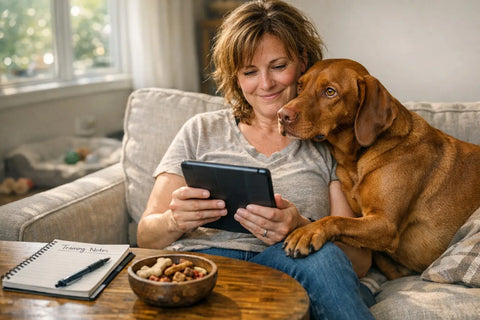 Vizsla dog relaxing at home illustrating velcro dog behavior and calm training routines