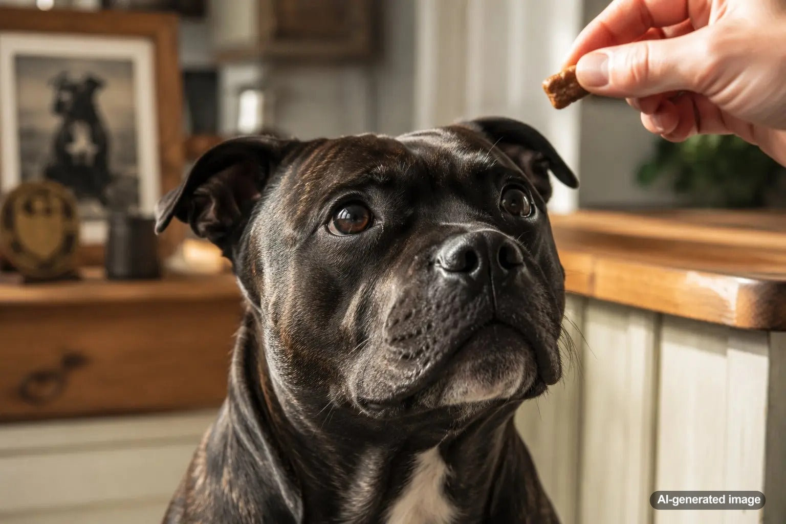 Staffordshire Bull Terrier wartime mascot inspired dog portrait