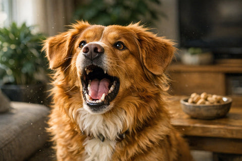 Nova Scotia Duck Tolling Retriever managing energy and vocalizing at home