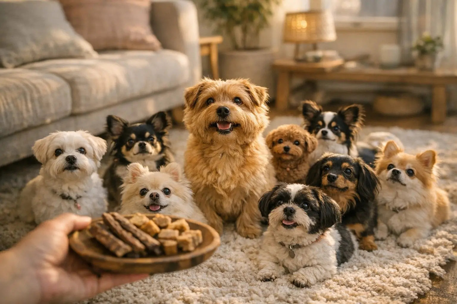 Top 10 cutest small dog breeds lined up with playful expressions