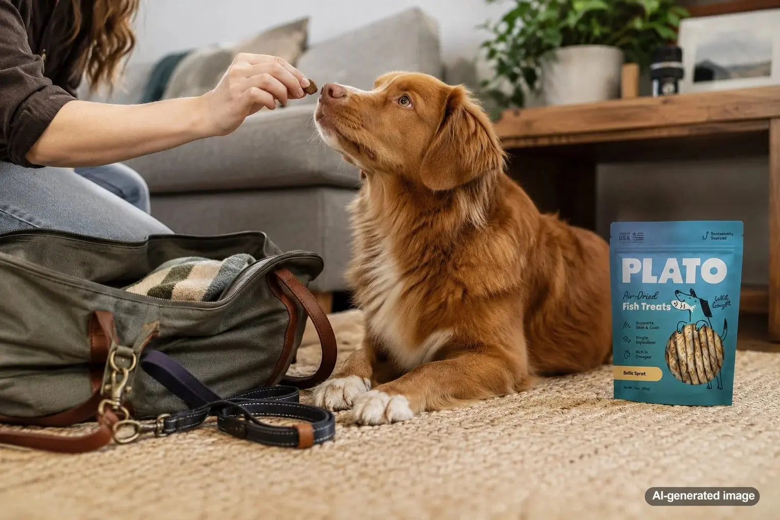Healthy travel snacks packed for a road trip with pets