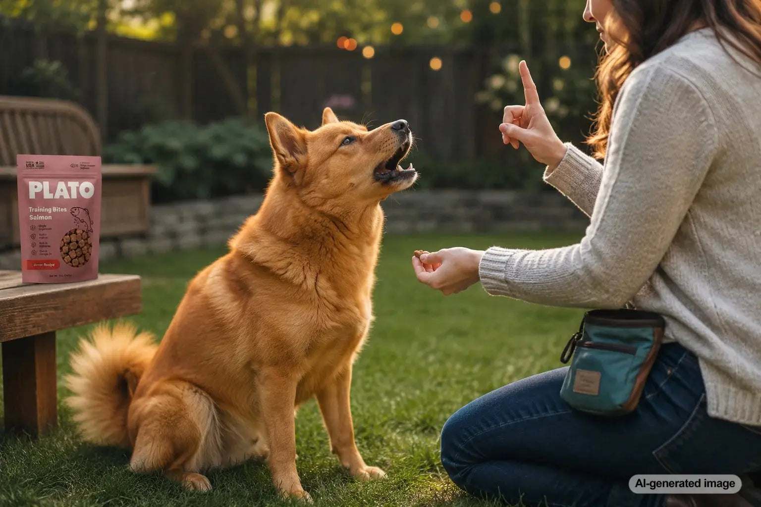 Finnish Spitz dog looking alert during a positive reinforcement treat training session