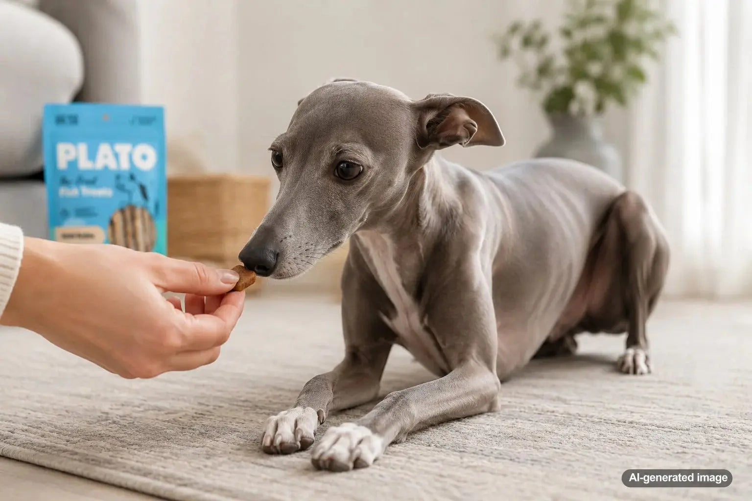 Italian Greyhound enjoying small gentle dog treats for delicate appetites
