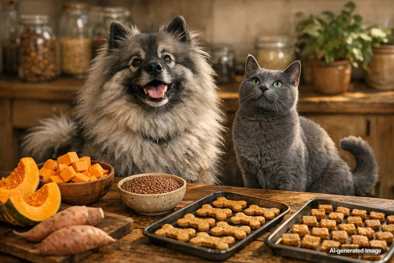 Healthy dog treats with pumpkin, sweet potato, and flaxseed for digestion support