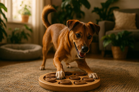 Healthy dog treats used in enrichment routines for bored indoor dogs