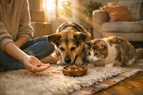 Using treats to help newly adopted shelter pets feel safe and comfortable at home