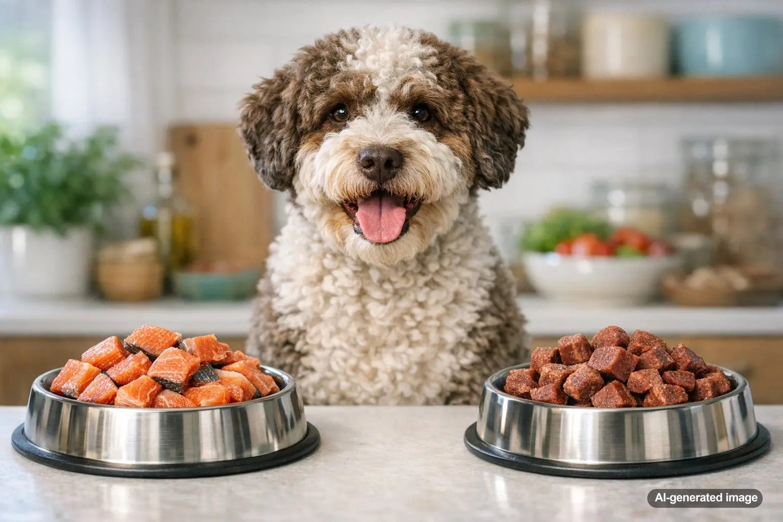 Dog enjoying healthy salmon and lamb treats comparison for nutrition