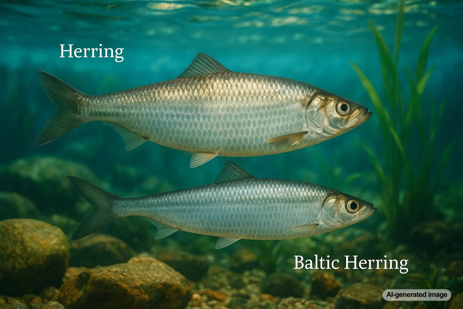 Whole Baltic herring on plate