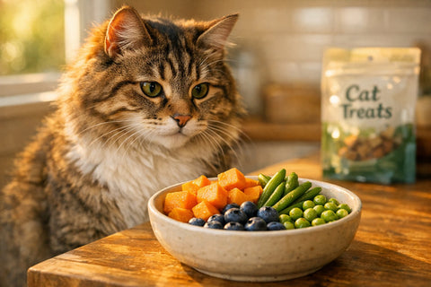 Safe non meat ingredients for cats with seafood allergies illustrated with cat friendly foods