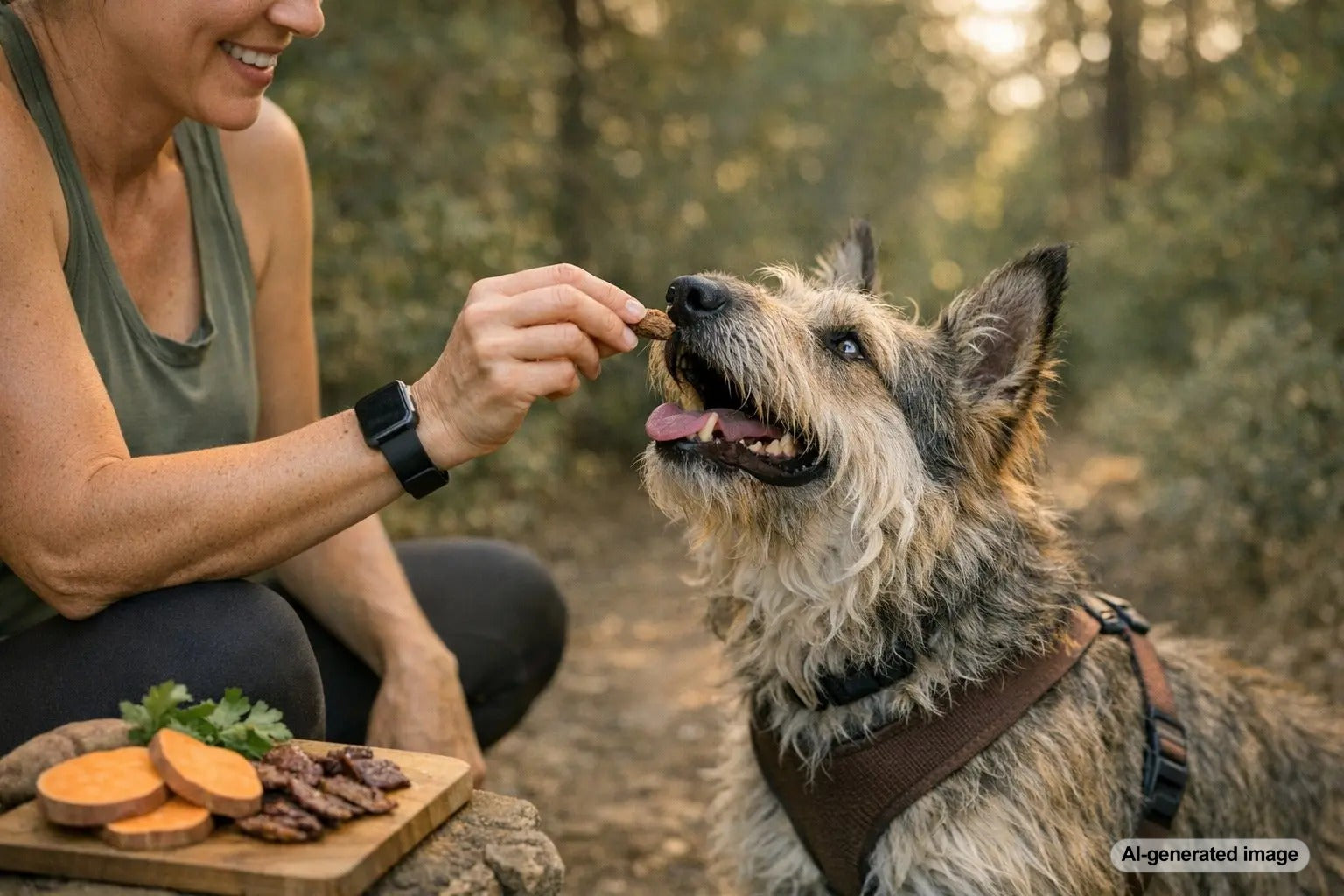 Healthy air-dried dog treats with simple ingredients displayed for a dog treat buying guide