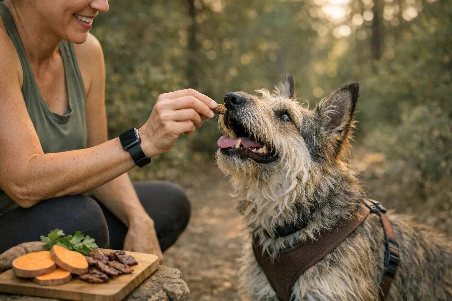 Healthy air-dried dog treats with simple ingredients displayed for a dog treat buying guide
