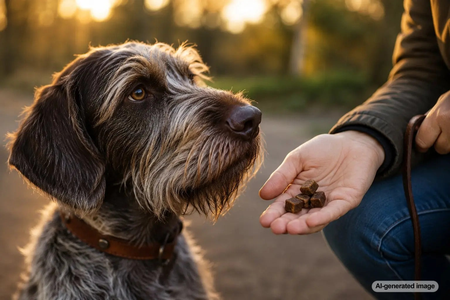 Dog enjoying high-quality liver-style treats and protein-rich rewards