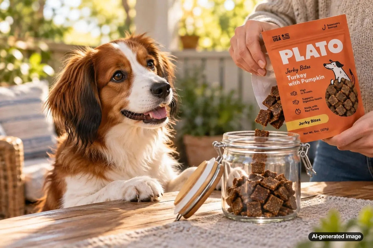 Dog treats being organized in an airtight storage container to maintain freshness and protect against moisture