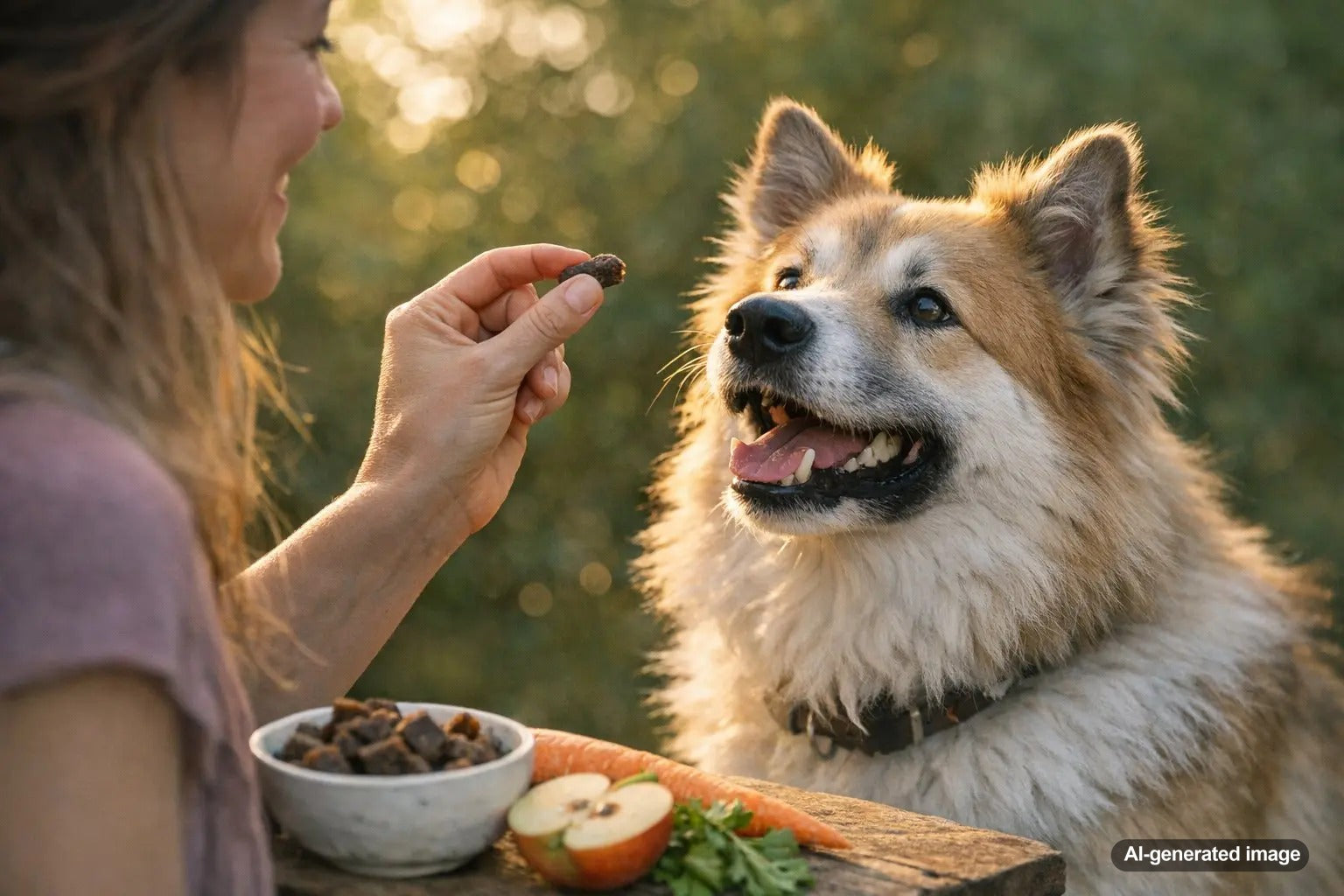 Dog enjoying air-dried treats during everyday reward and training moments