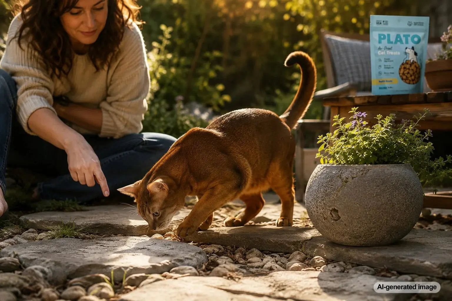 Curious indoor cat searching for hidden treats during an enrichment game