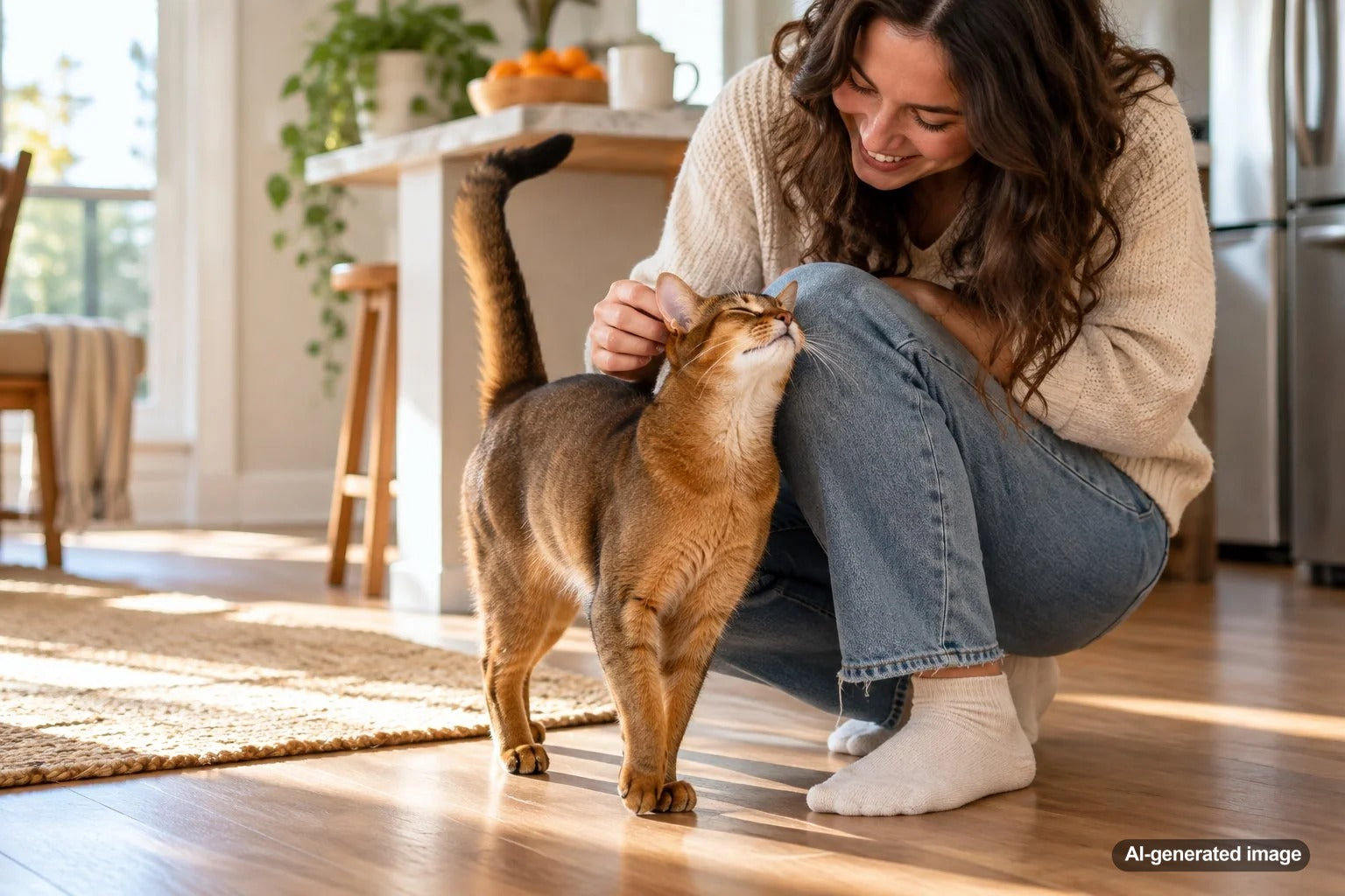 Friendly cat approaching a new visitor, illustrating why some cats immediately like certain strangers