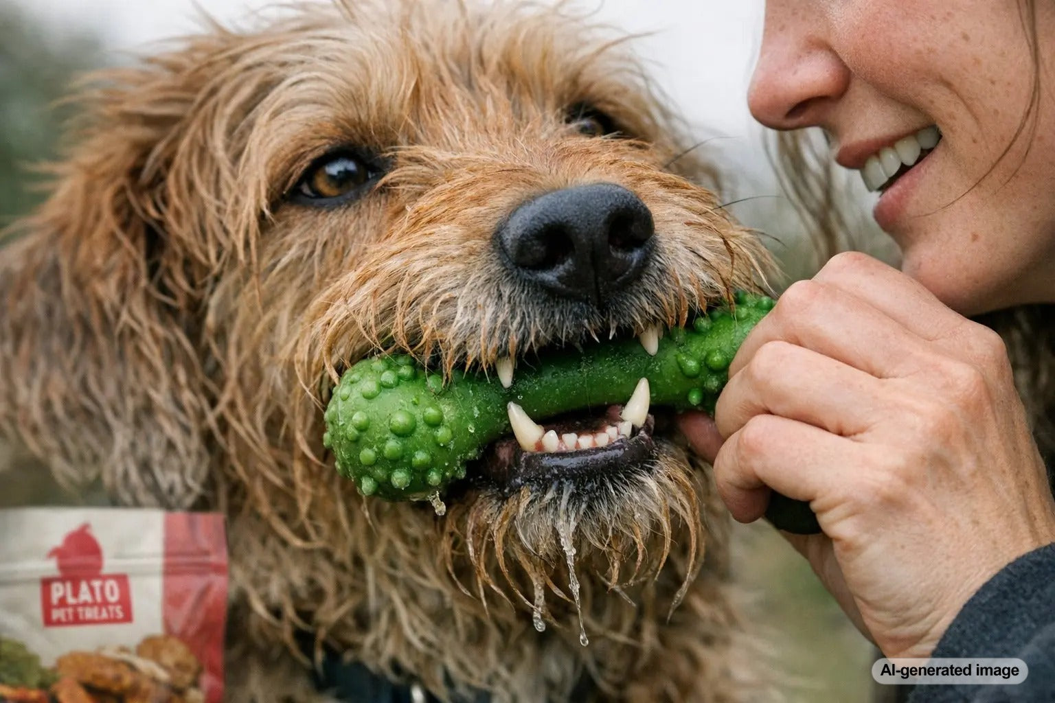 Dog chewing a toy and enjoying favorite treats with playful curiosity