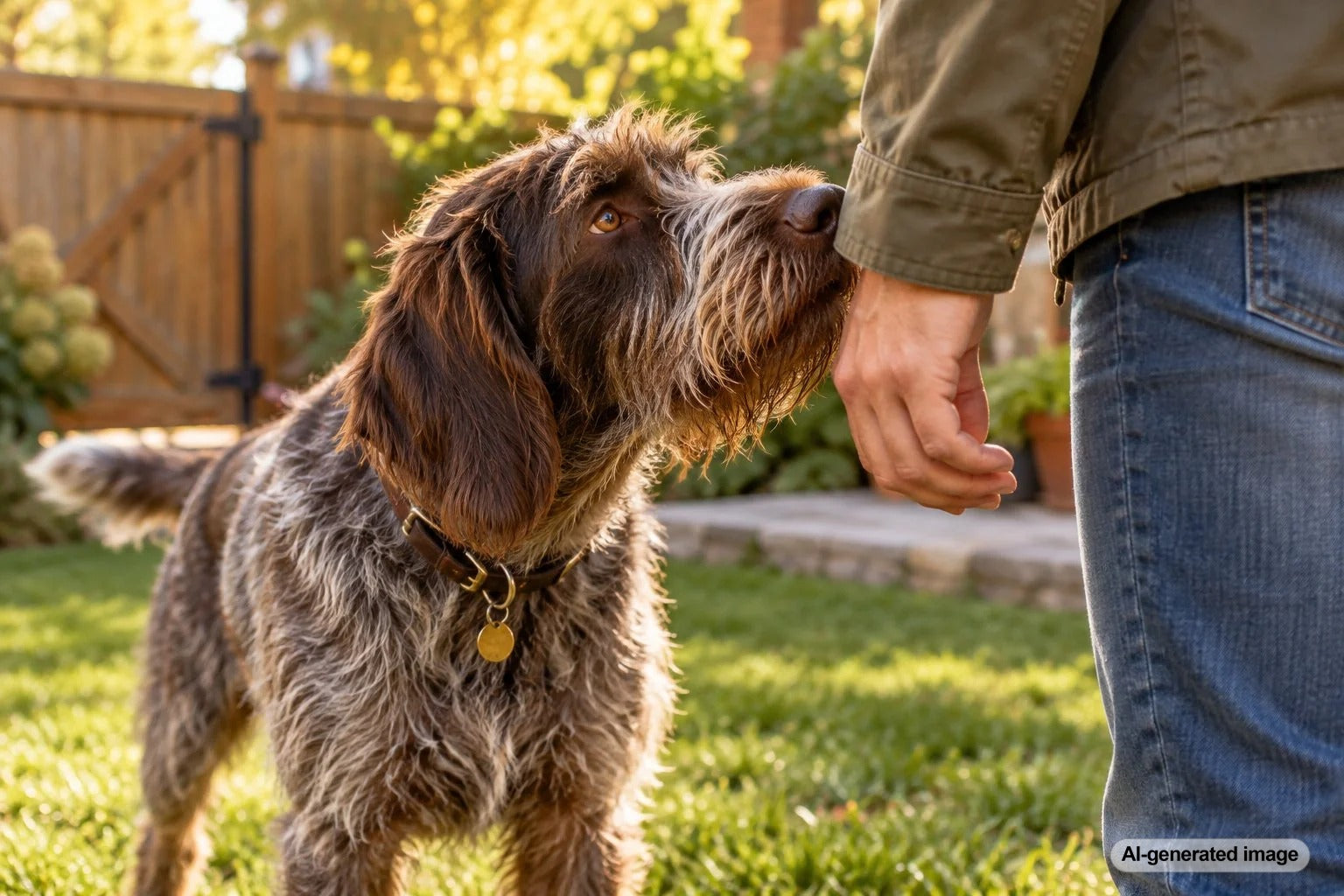 Dog sniffing a person after they have spent time around another dog