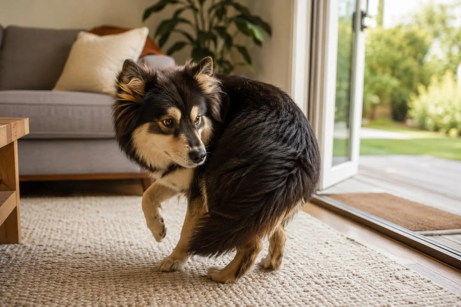 Dog circling before pooping outdoors illustrating canine behavior and instincts