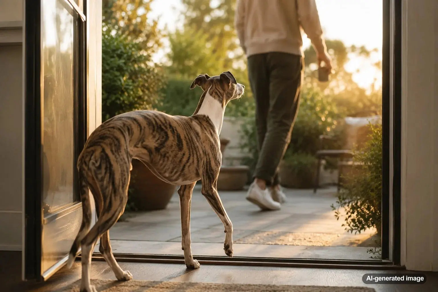 Dog following its owner from room to room while appearing restless and unable to settle