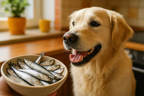 Dog Enjoying Wild Caught Baltic Sprat Fish Treats