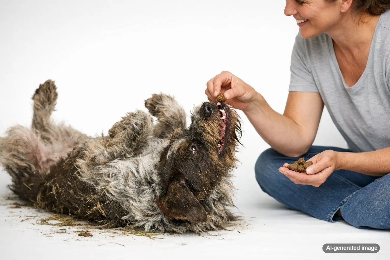 Dog sniffing the ground outdoors while exploring why dogs roll in dead things