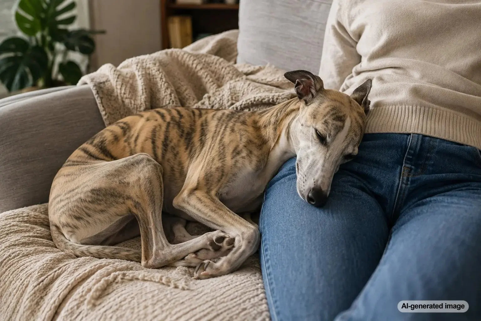 Relaxed dog sleeping with its back pressed against its owner