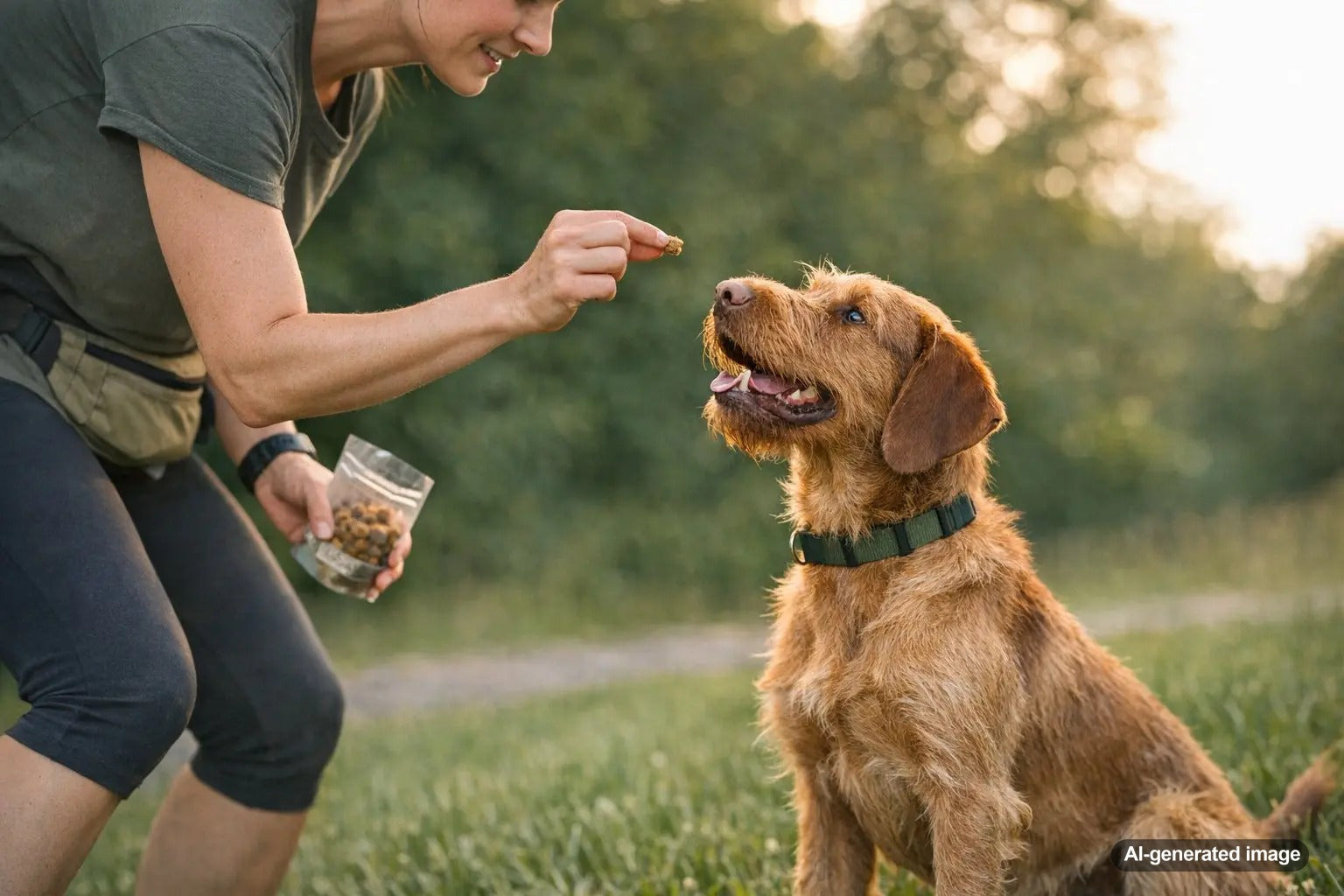 Dog receiving a limited ingredient training treat during a positive reinforcement session