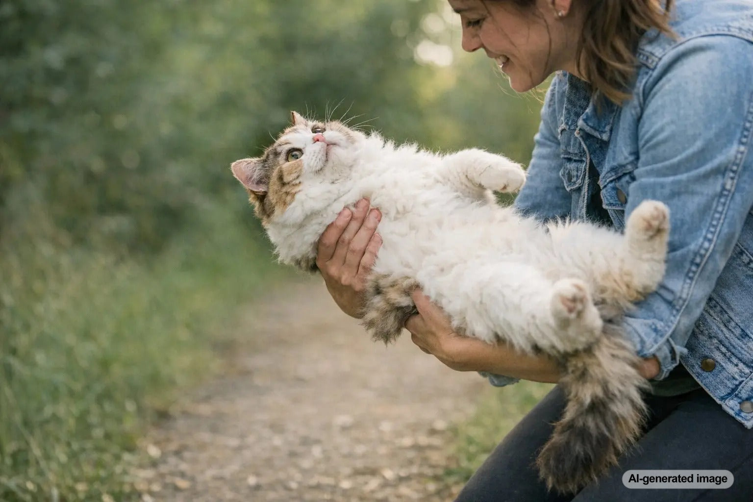 A relaxed Ragdoll cat being gently held while going limp in a pet owner's arms