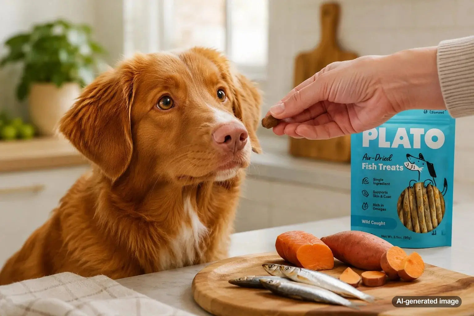 Dog enjoying simple ingredient treats for food sensitivities