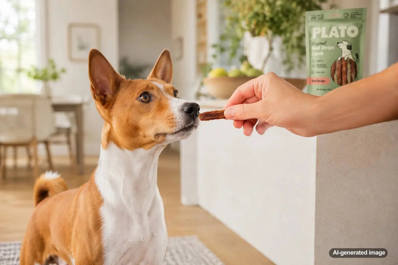 Dog enjoying simple single-protein treats as part of a clean and balanced snack routine