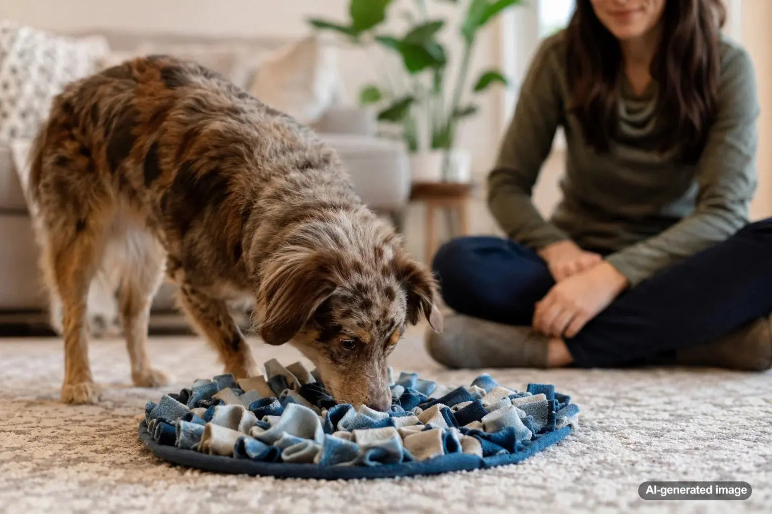 Dog using its nose during an engaging sniffing activity with healthy training treats
