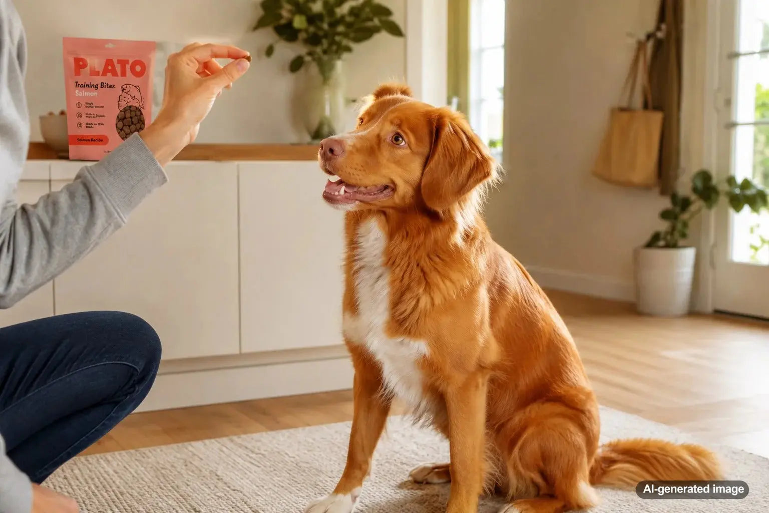 Dog receiving a small training treat during a focused training session
